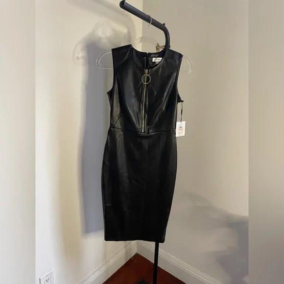 Calvin Klein Leather Sheath Dress